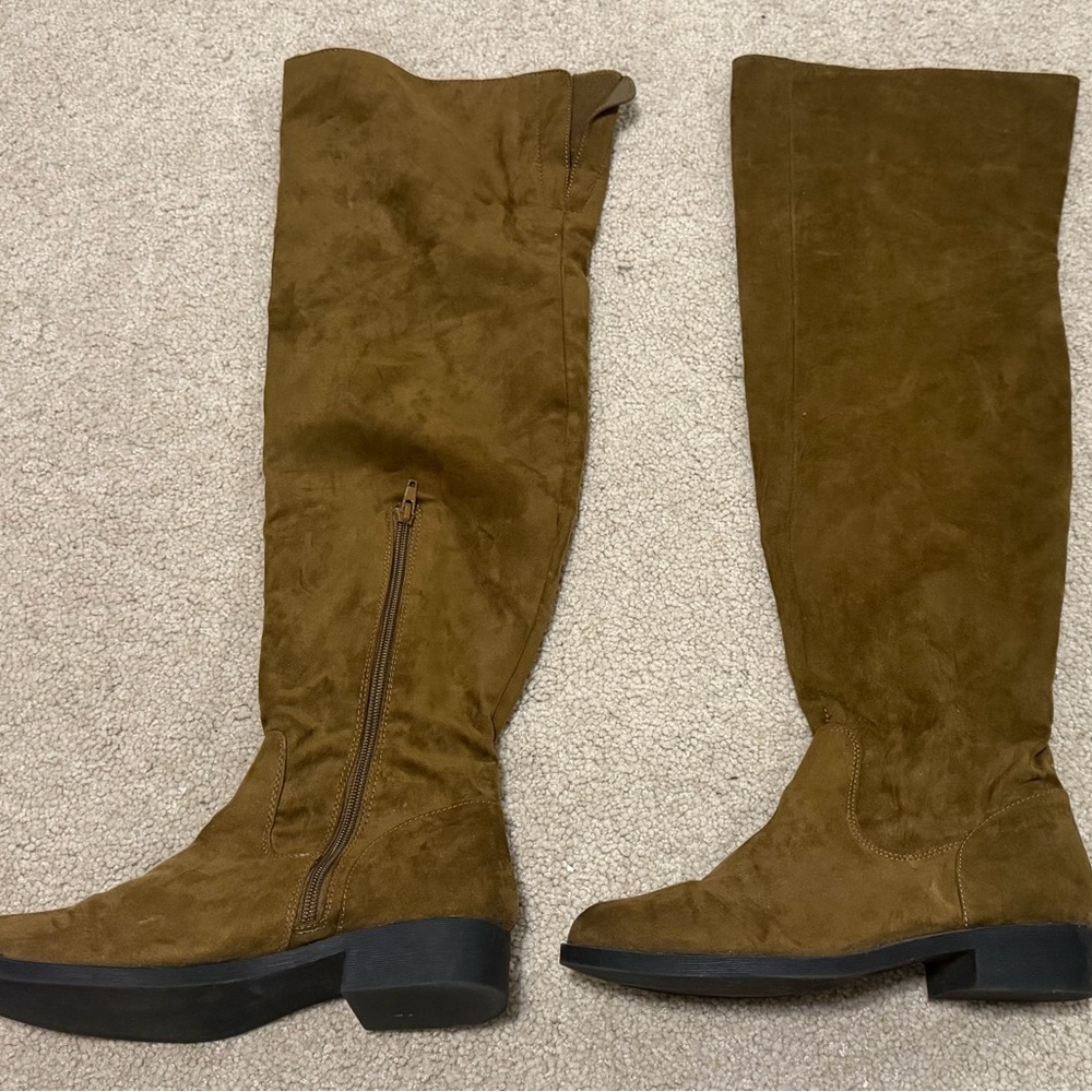 Women's Tall Suede Riding Boots - Brown